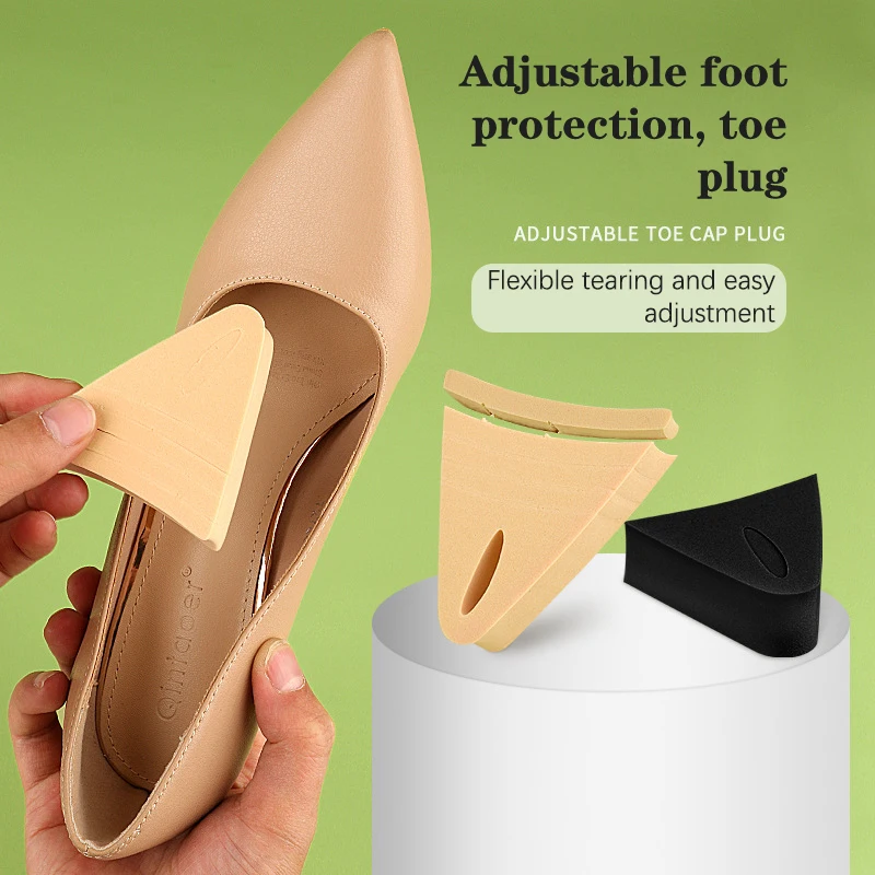 1 чифт висок ток Toe Plug Insert Мека гъба защита на пръстите на краката големи обувки Toe преден пълнител възглавница болка облекчение триъгълник стелка