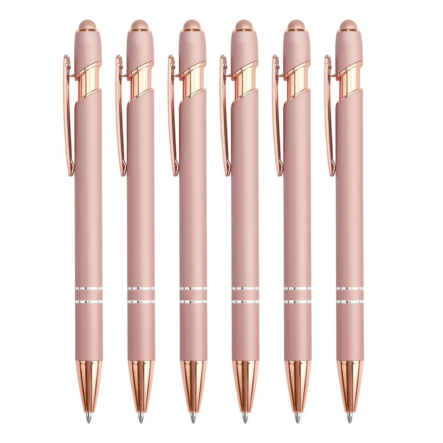 6Pcs розово злато химикалки Push действие Бизнес офис подпис писалки училище канцеларски инструменти за писане