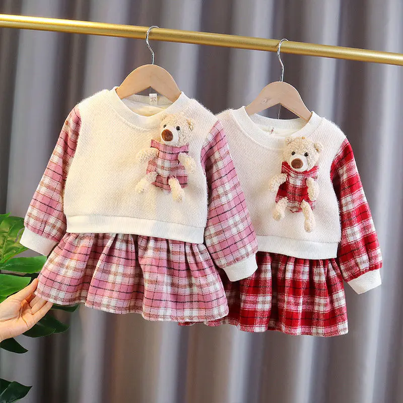 roupas bebe menina момиче бебе дрехи рокля за новородено 1-ви рожден ден дебели топли флорални рокли момичета бебе облекло рокля
