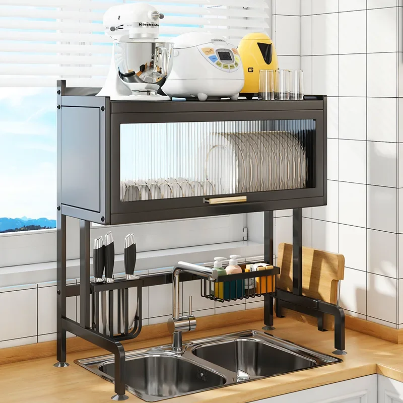  Кухненска мивка Държач за съхранение Дренажна решетка Плот за маса Телескопична стойка за чинии с шкаф за врати Кухненски аксесоари Организатор