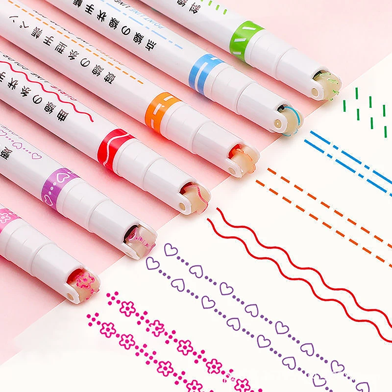 Смешни Двойна линия модел контур маркер писалка ръка копиране сметка многоцветни крива писалка бързо сухо маркиране бележки живопис маркер