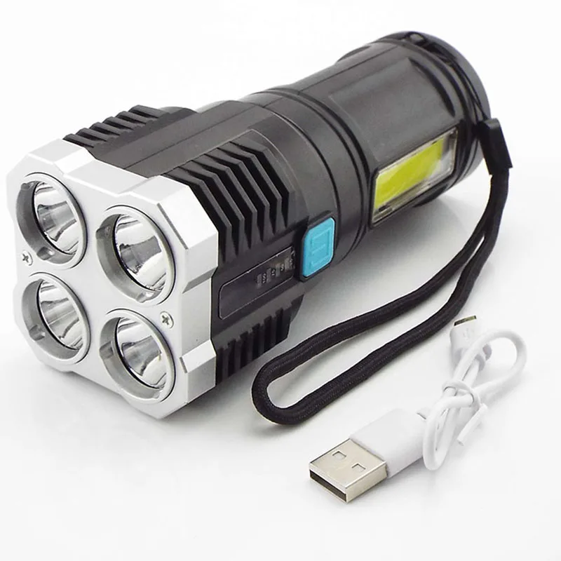 4 LED ръчен фенерче с висока мощност COB Странична светкавица Светлинна лампа факли нощно осветление USB презареждане Преносима факелна лампа Camping C1 0
