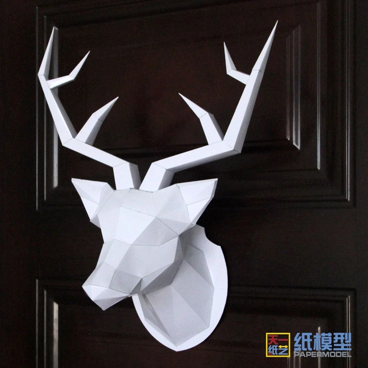 Модел на хартия за глава на елен DIY Декорация на стена в хола Аксесоари за подаръци за моделиране на животни