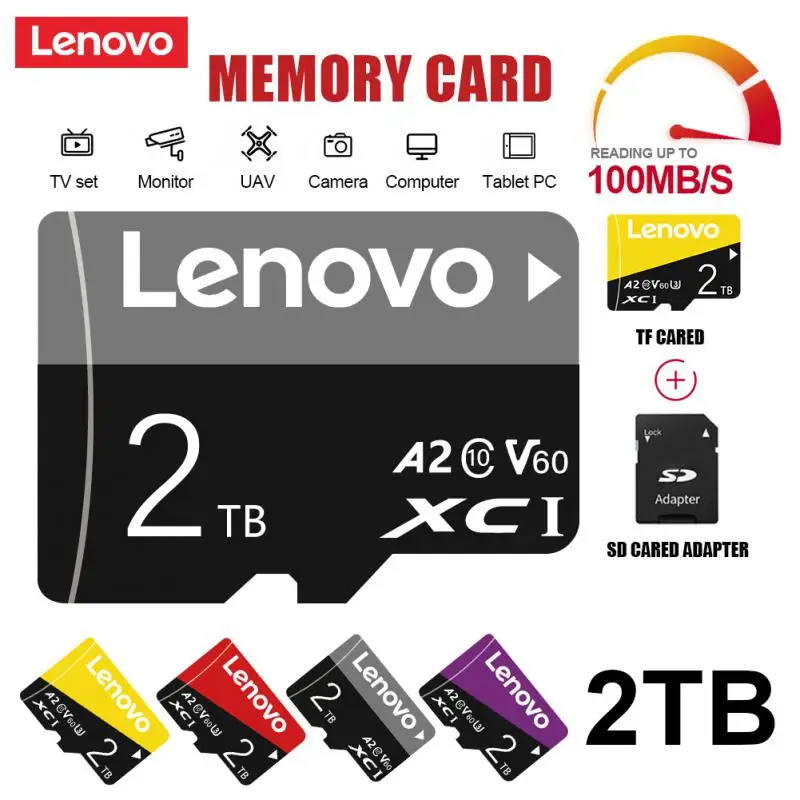 Високоскоростна Lenovo A2 2TB микро карта памет 128GB 256GB Flash UHS-3 малка мини SD карта за 4K HD камера / телевизор / Nintendo Switch /