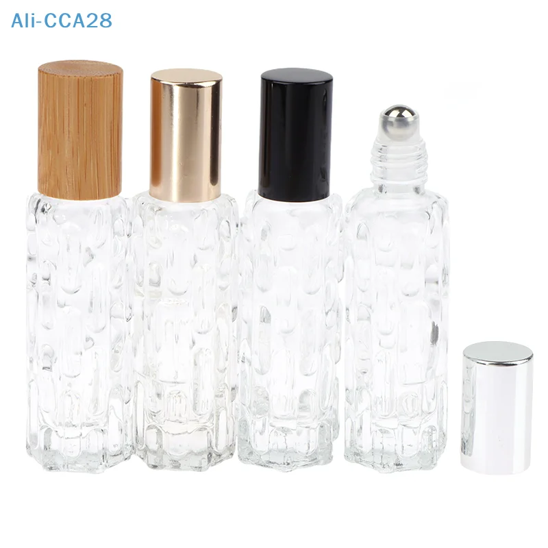 10ml преносим дебел стъклен валяк етерично масло парфюм бутилки пътуване за многократна употреба ролер топка флакон пътуване ролка на бутилки флакони
