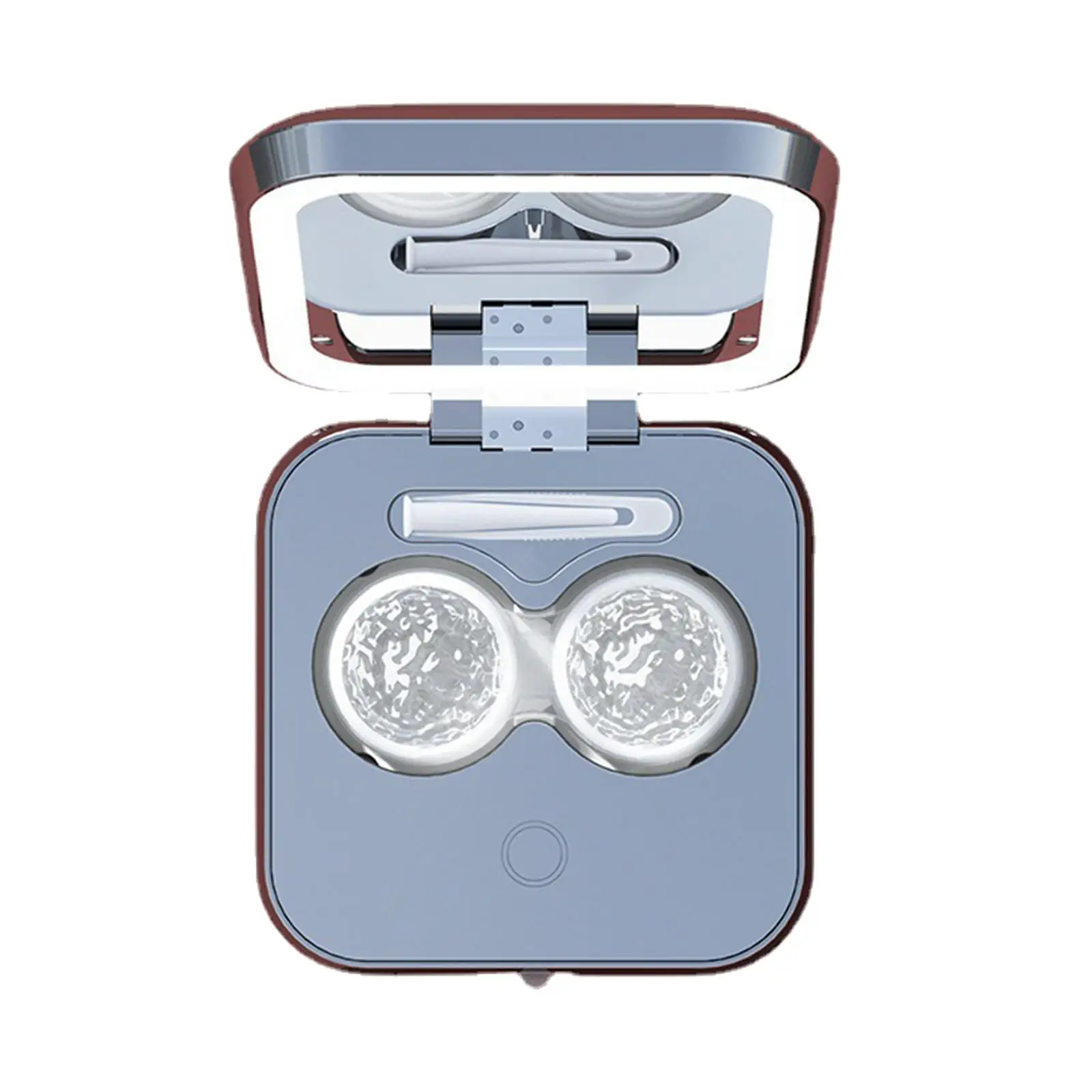  контактни лещи ултразвукови с огледални пинсети мини държач контейнер за съхранение почистване кутия око контакт лещи случай възрастни мъже жени 0