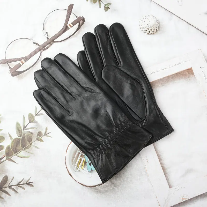 Естествена овча кожа ръкавици открит ветроупорен шофиране колоездене ръкавици за жени дами сензорен екран ръкавици мотоциклет 2