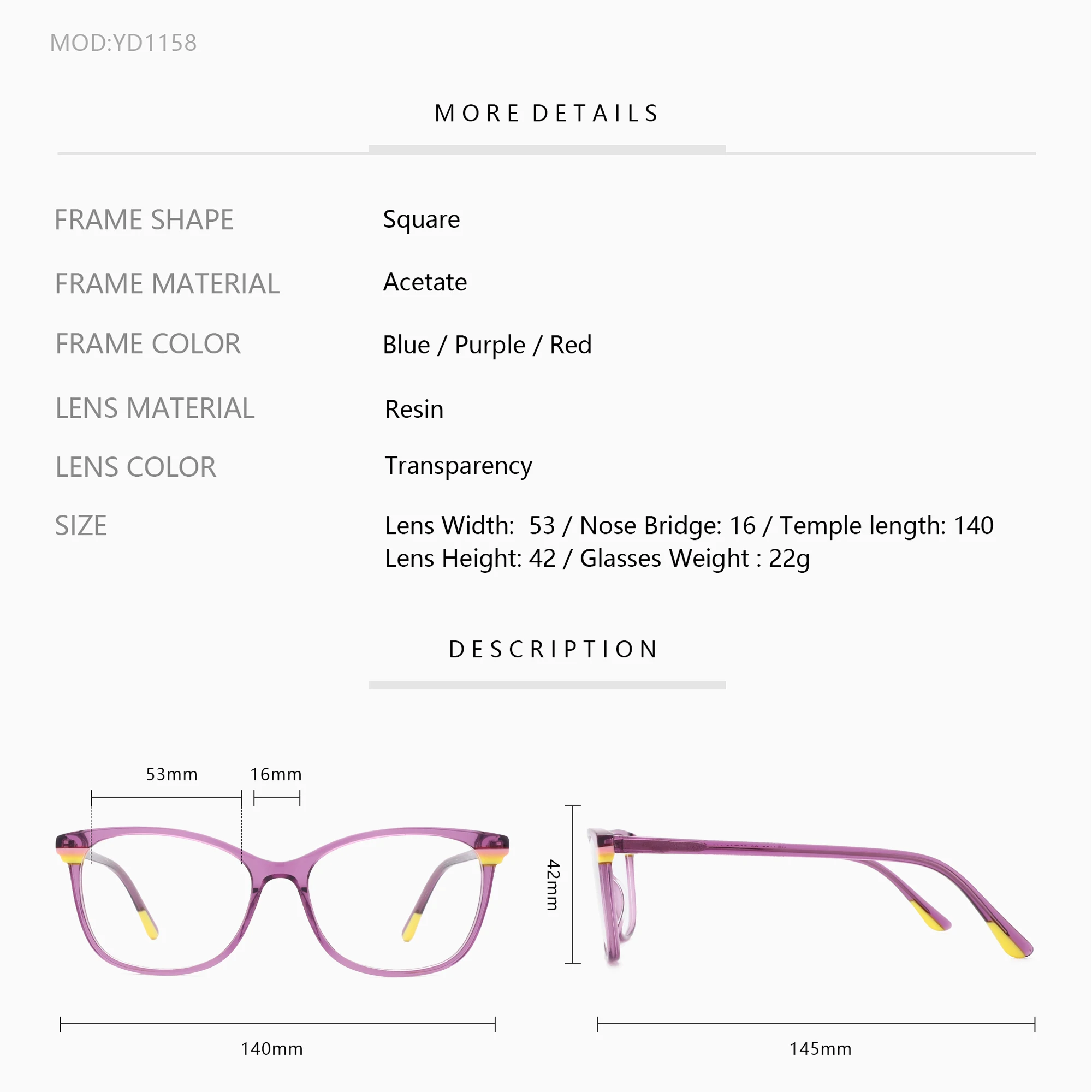 ZENOTTIC 2023 Мода пачуърк печат очила рамка ацетат оптични рамки за очила Дамски квадратни очила без рецепта 3