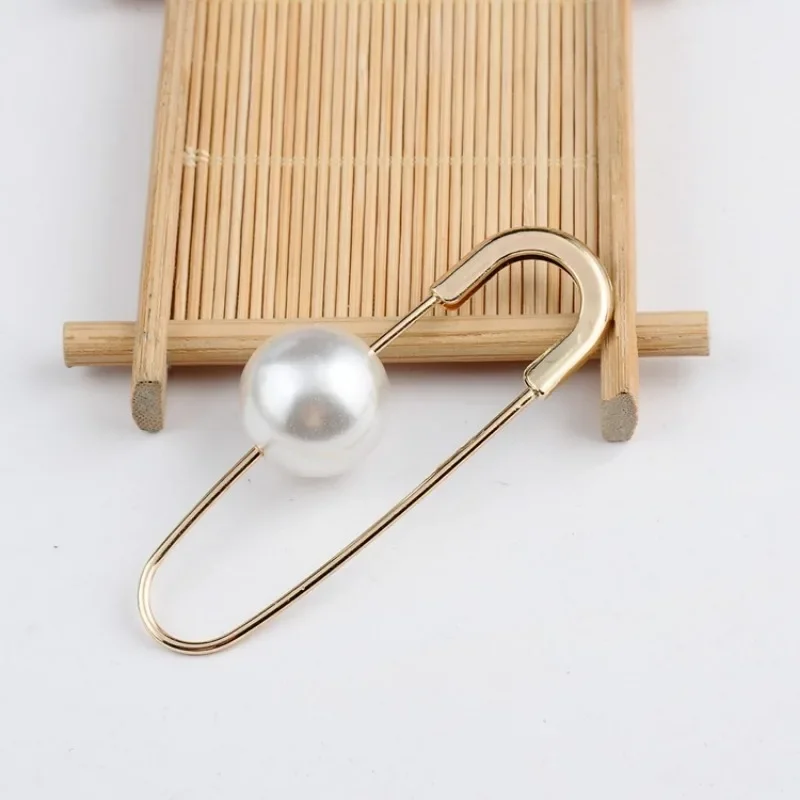 Дизайн Шик ръчно изработени големи перлени щифт пуловер ПИН единични големи перла шал ключалката прост темперамент брошка 5