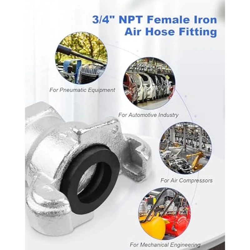 4 комплекта 3/4inch NPT въздушен маркуч монтаж женски, универсален съединител Чикаго монтаж, въглеродна стомана трайни лесно инсталиране 1