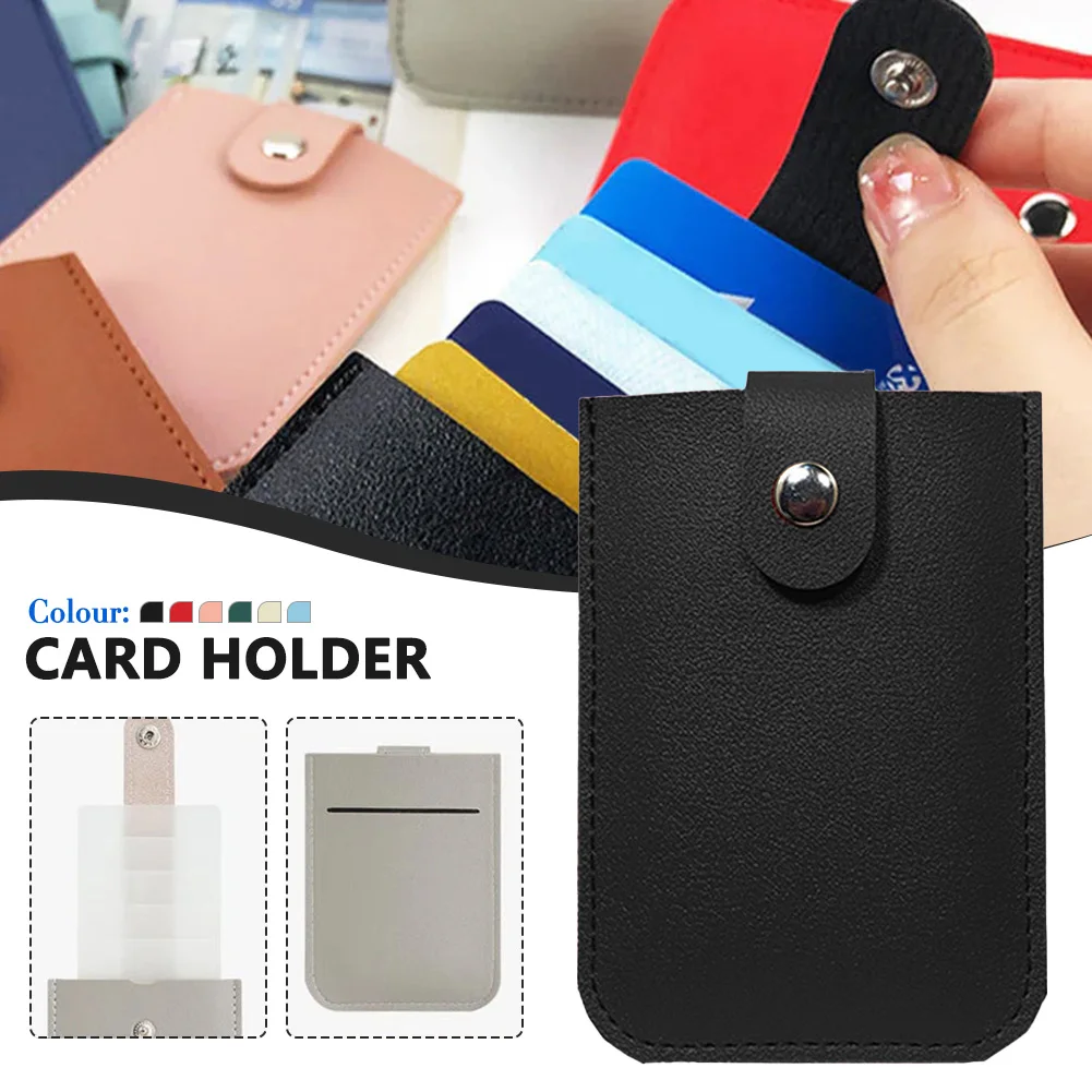 Прост плътен цвят 6 слота прибиращ се чанта за карти лек Pu кожа карта портфейл за пазаруване мода издърпвам карта Holde
