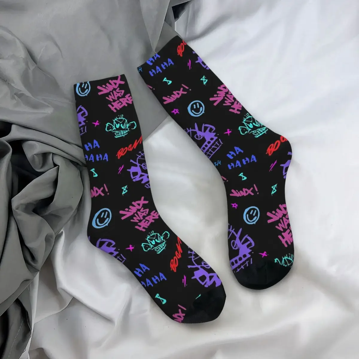 Забавен луд чорап за мъже Monkey Jinx Хип-хоп Harajuku Arcane LOL Happy Quality Pattern Printed Boys Crew Sock Новост Подарък 4
