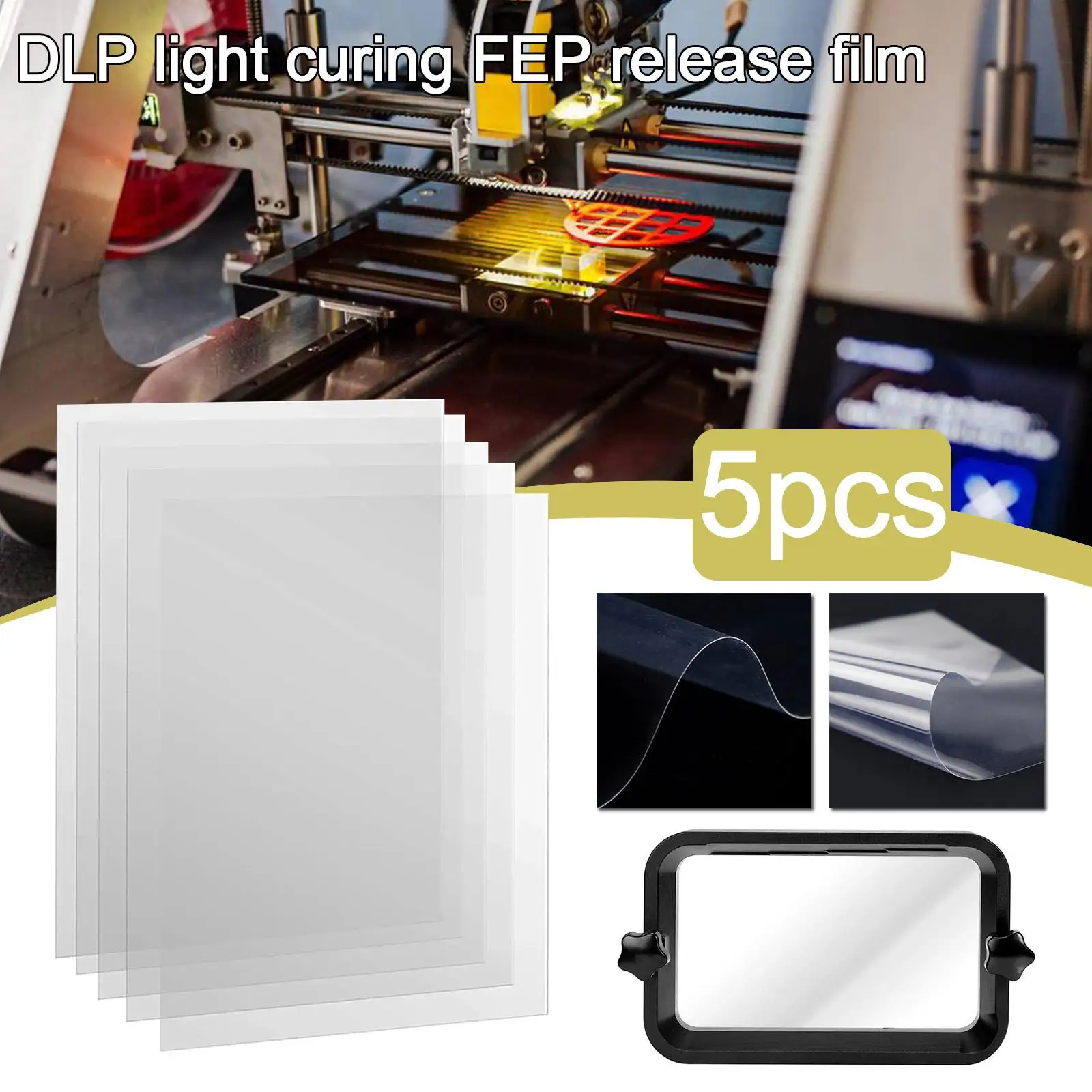 5Pcs за настолна светлина втвърдяване 3D принтер аксесоари освобождаване филм модел освобождаване филм 3D принтер FEP филм 200x140mm / 260X200m T7J4