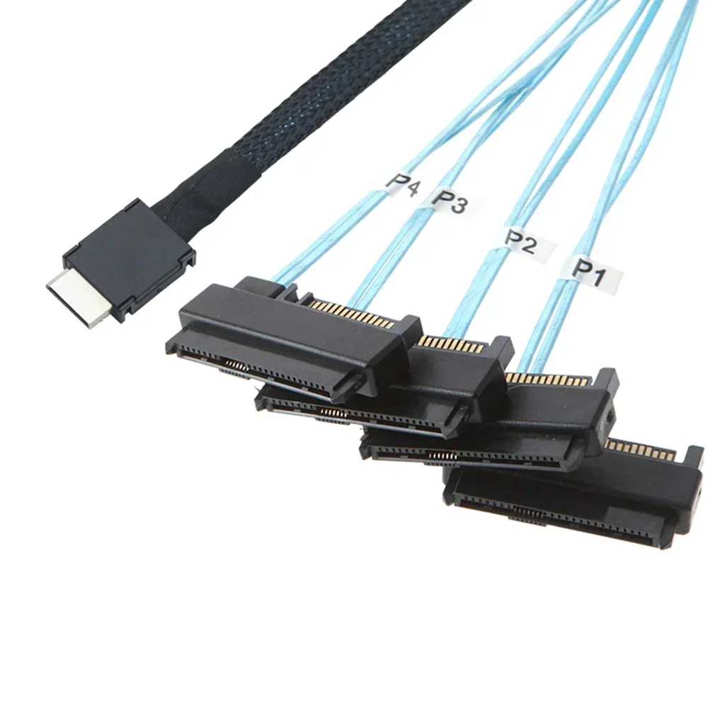 Високоскоростен кабел за преобразуване на твърд диск с OCuLink PCIE SFF-8611 4i към SAS 4 порта SFF-8482 двойна употреба