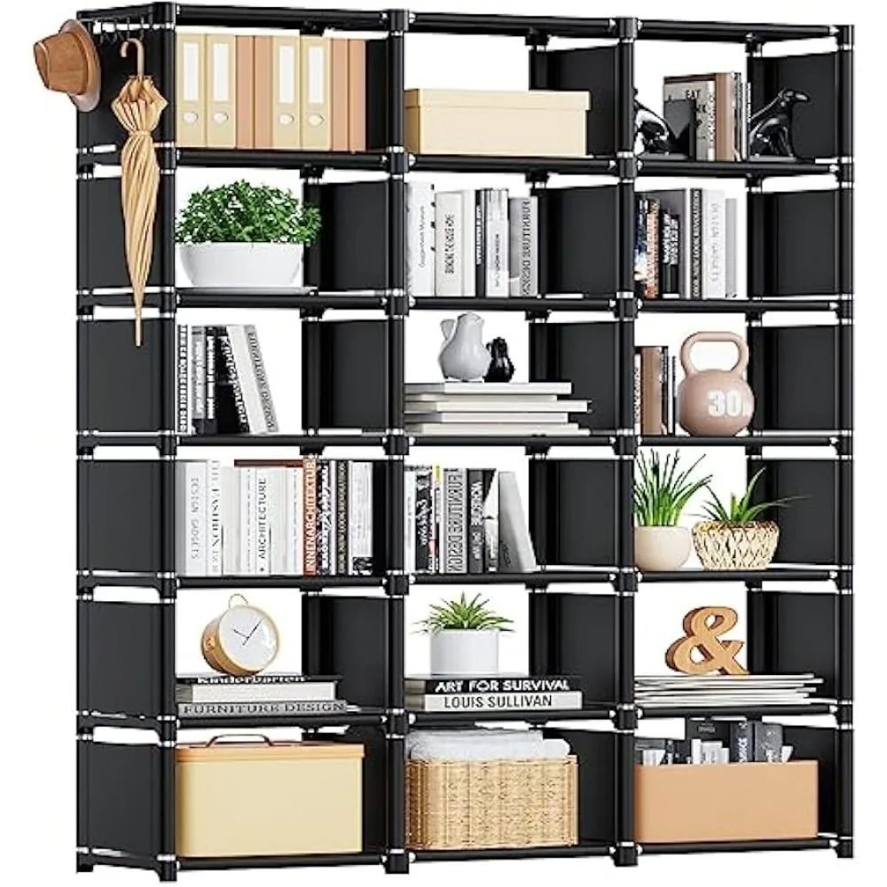 Mavivegue Bookshelf,18 Cube Storage Organizer,Изключително голям организатор на рафтове за книги,Висок рафт за библиотеки,Калъфи за книги / рафтове