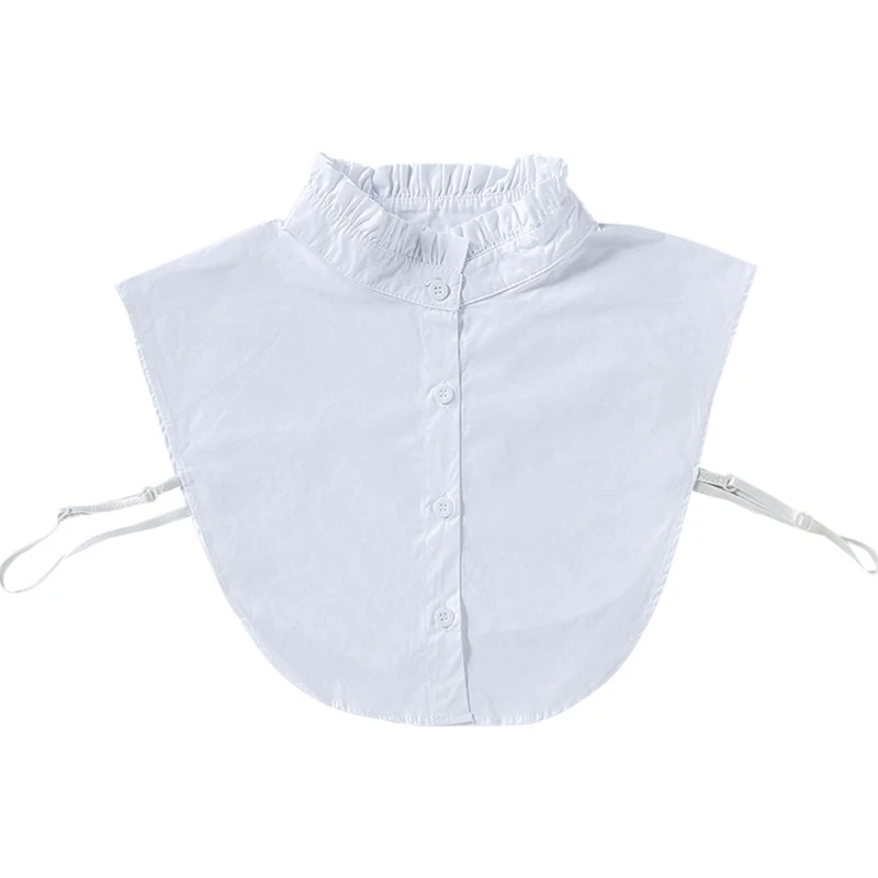 Жените сладки набръчкани фалшива стойка яка наслояване бял пуловер половин риза