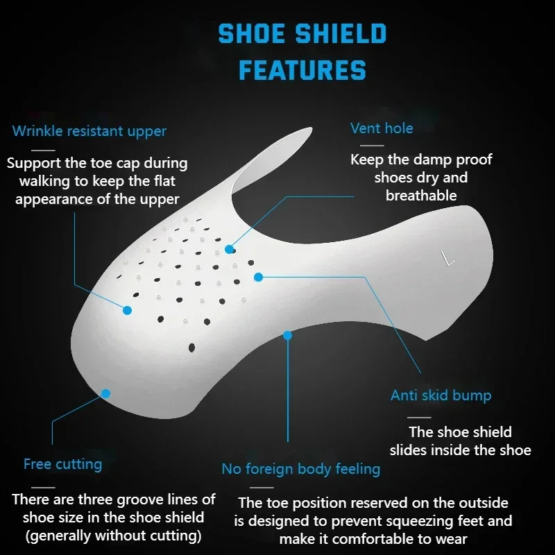 Протектори за гънки за обувки против бръчки Леки вложки за щит за обувки Протектор за маратонки Crack Toe Cap Support Shoe Stretcher 2