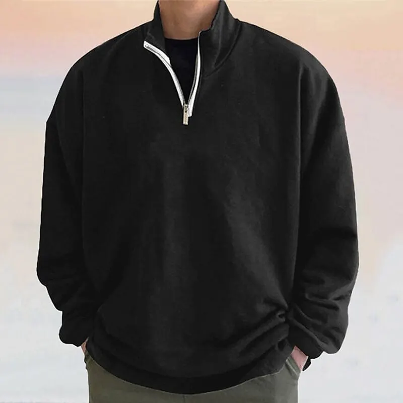 Нов мъжки цип сива врана плътен цвят печат улица дизайнер Топ реколта суитчър хлабав извънгабаритни пуловер високо качество мъжки дрехи 0