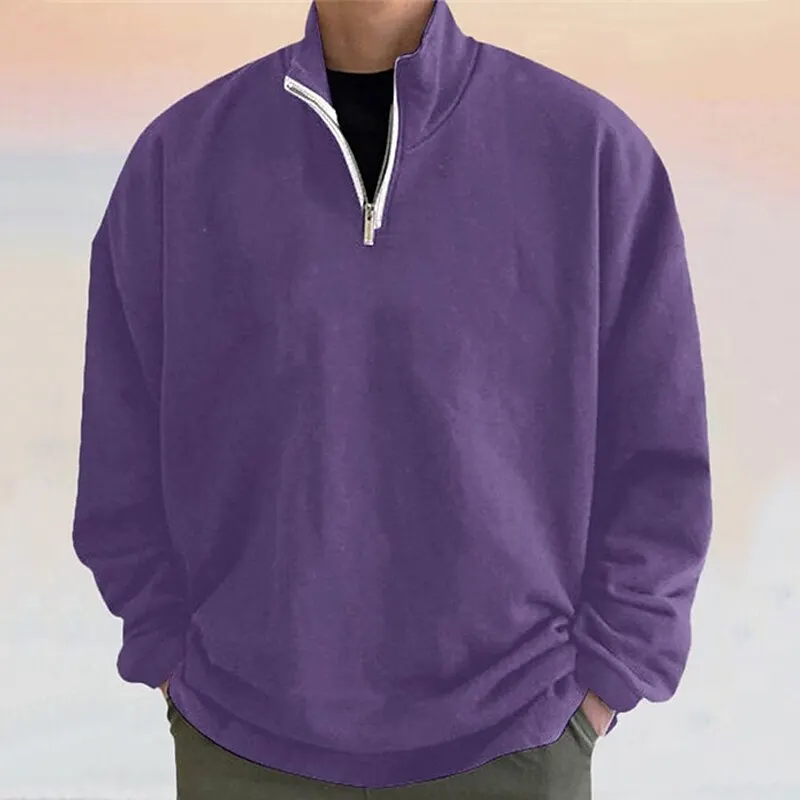 Нов мъжки цип сива врана плътен цвят печат улица дизайнер Топ реколта суитчър хлабав извънгабаритни пуловер високо качество мъжки дрехи 4