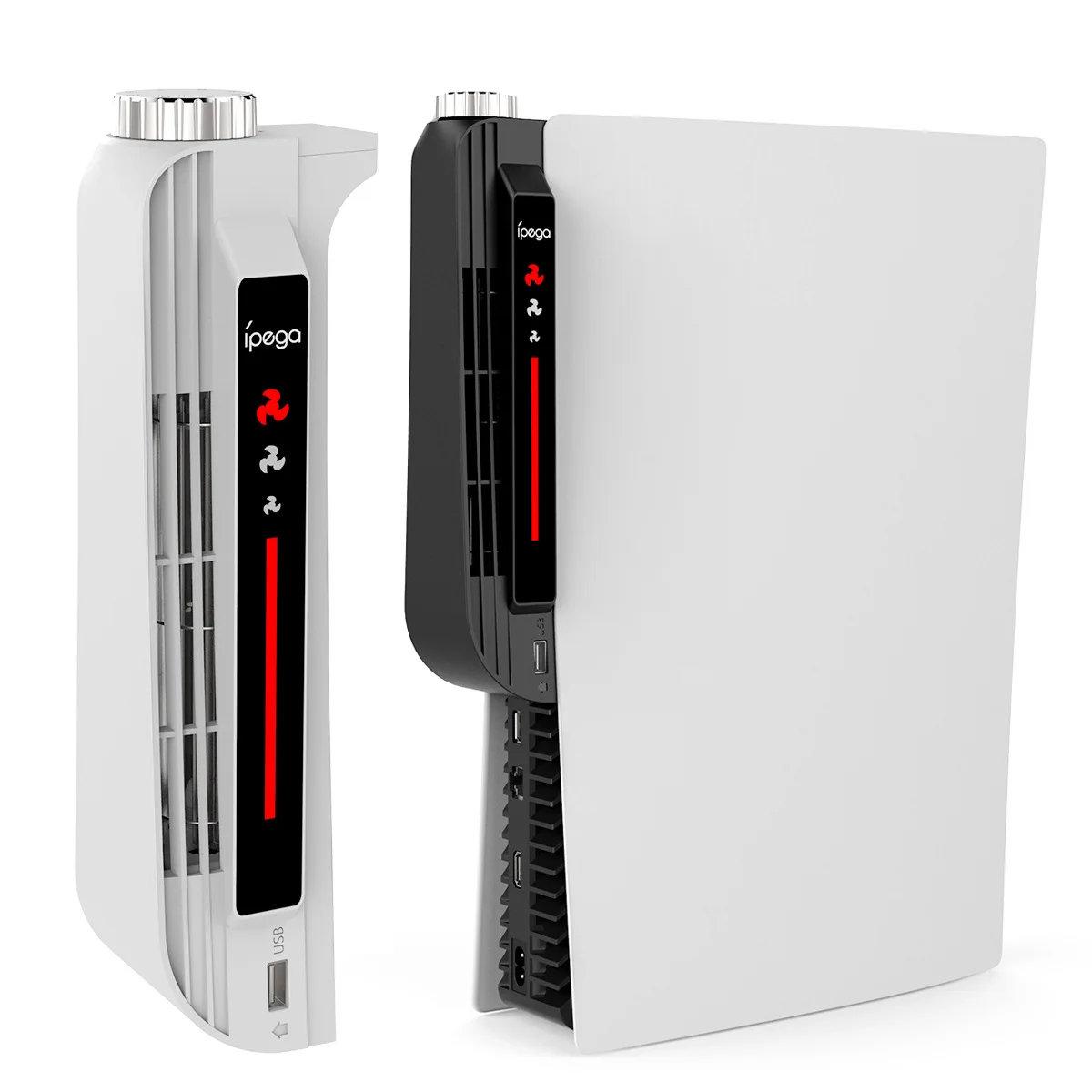 Регулируема охладителна система за PS5 Вентилатор за охлаждане с LED светлина за PS 5 Както дискови, така и цифрови издания Аксесоари за игри