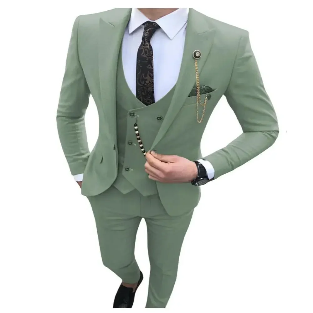 2023 Нови класически мъжки костюми за мъже Костюми по поръчка Tuxedo Terno Masculino Мъжко облекло костюми 3 броя (яке + панталон + жилетка + вратовръзка)