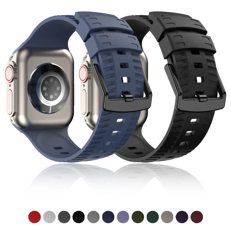 Силиконова каишка за Apple Watch Band 49mm 40mm 45mm 42mm 41mm 44mm 38mm Гривна за протектор на гуми Iwatch Serise9 8 7 6 5 4 Ultra
