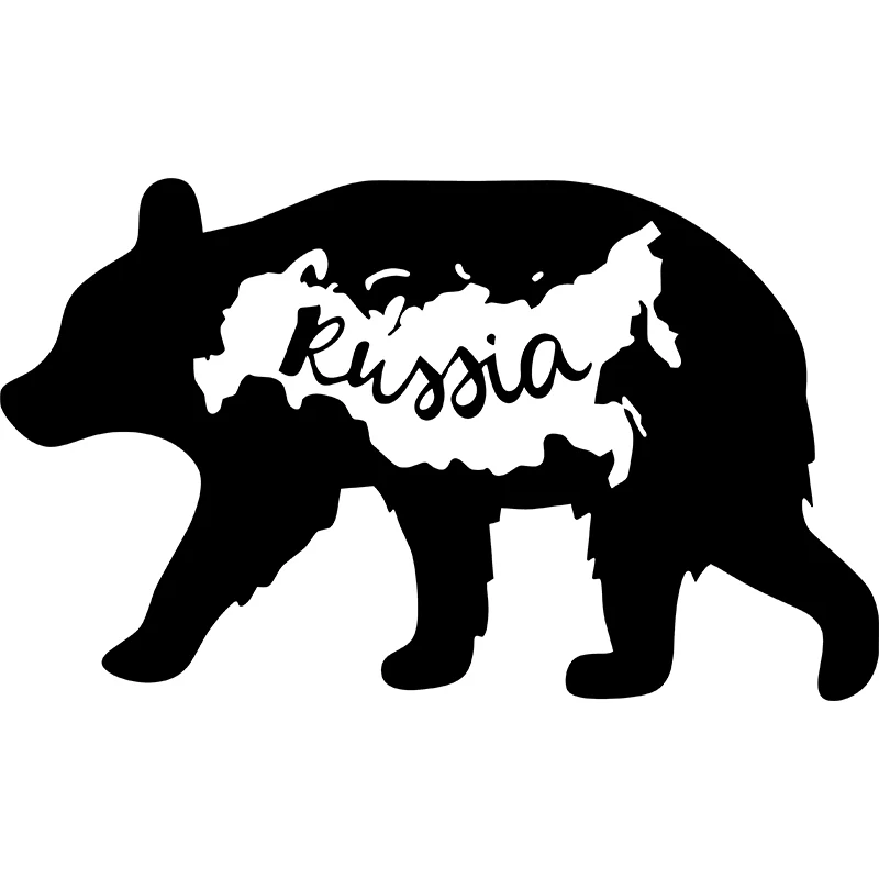 Малък град кухи стикери за автомобилни и мотоциклетни каски Голямата черна мечка На тялото й има карта на Русия 0