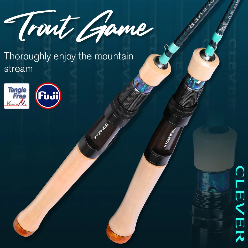 TSURINOYA CLEVER Риболовен прът 1.45m 1.57m 1.6m 1.85m UL L FUJI Guide Carbon Trout Rod Spinning Casting Ultra-light Game Стикер 0