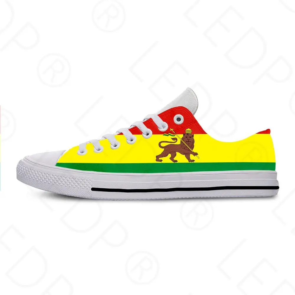 Знамето на Етиопия Лъвът на Юда Reggae Rasta Мода Ежедневни платнени обувки Ниска Топ Лека дишаща 3D печат жени Мъжки маратонки 1