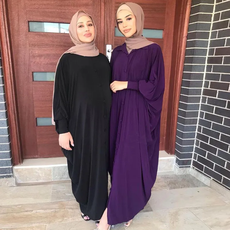 Modest Abaya жени мюсюлмански прилеп ръкав хлабав макси рокля Турция Арабски Кафтан Ейд Рамадан Дубай Дълга риза Ислямска роба Кафтан Роба