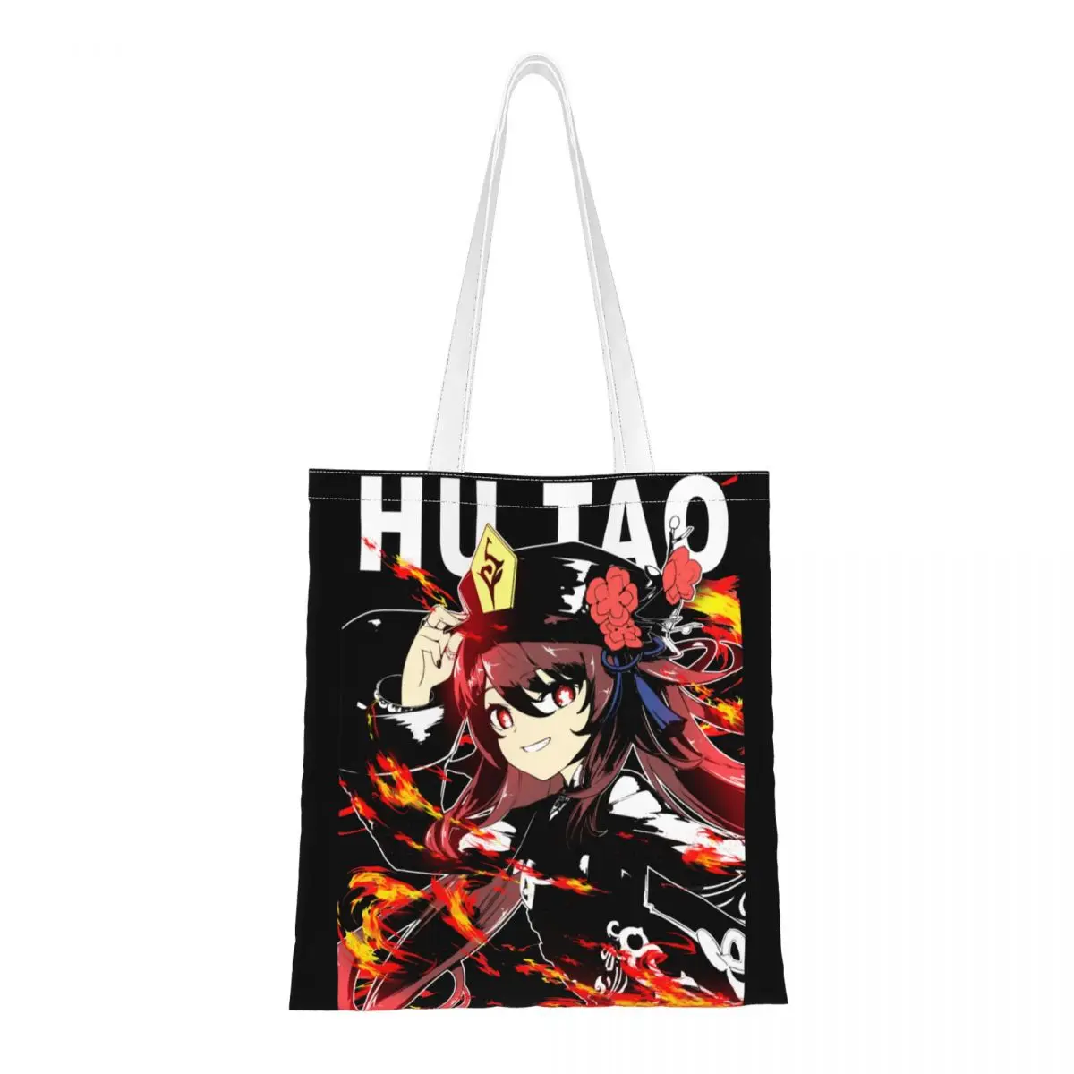 Ху Тао Геншин въздействие Hutao рамо чанти женски платно голяма пазарска чанта естетически аниме игра платно платно голяма пазарска чанта купувач чанта