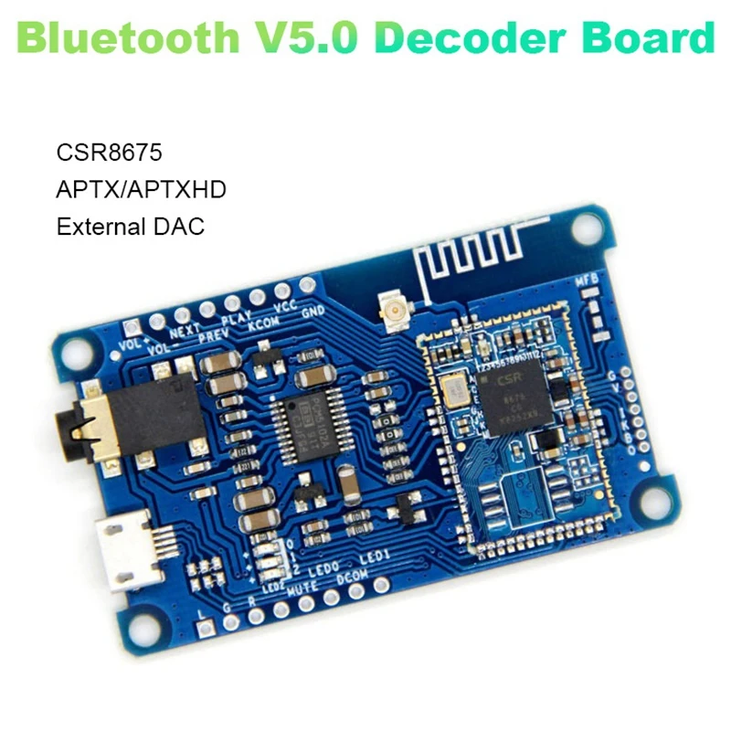 CSR8675 Bluetooth V5.0 декодер платка PCM5102A Поддръжка на ниска консумация на енергия APTX / APTX-LL / APTX-HD