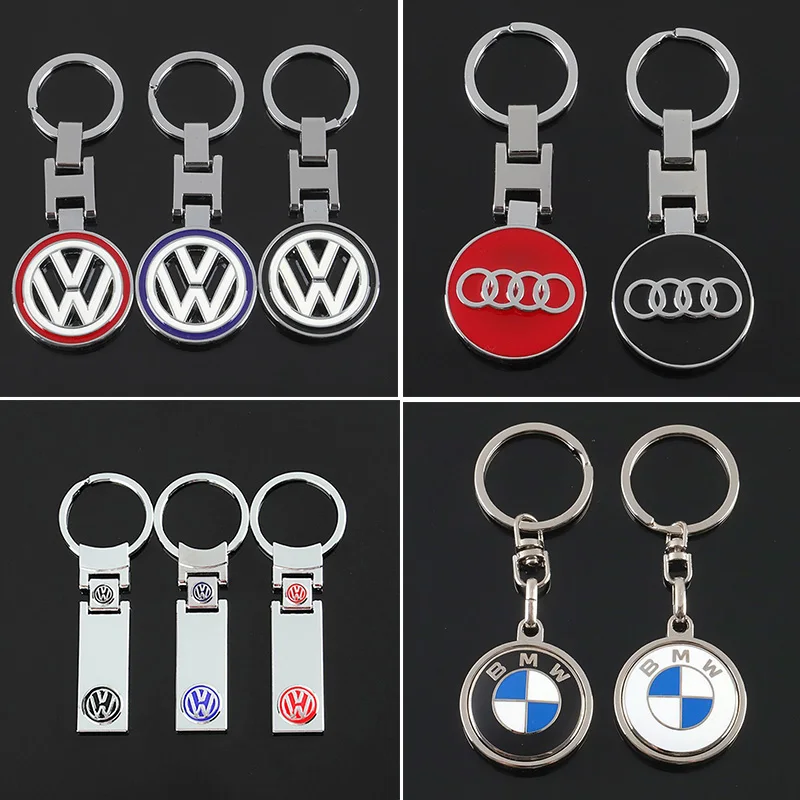 Car метален ключодържател двустранен автомобил лого двойка кола ключодържател верига пръстен висулка за Volkswagen Audi