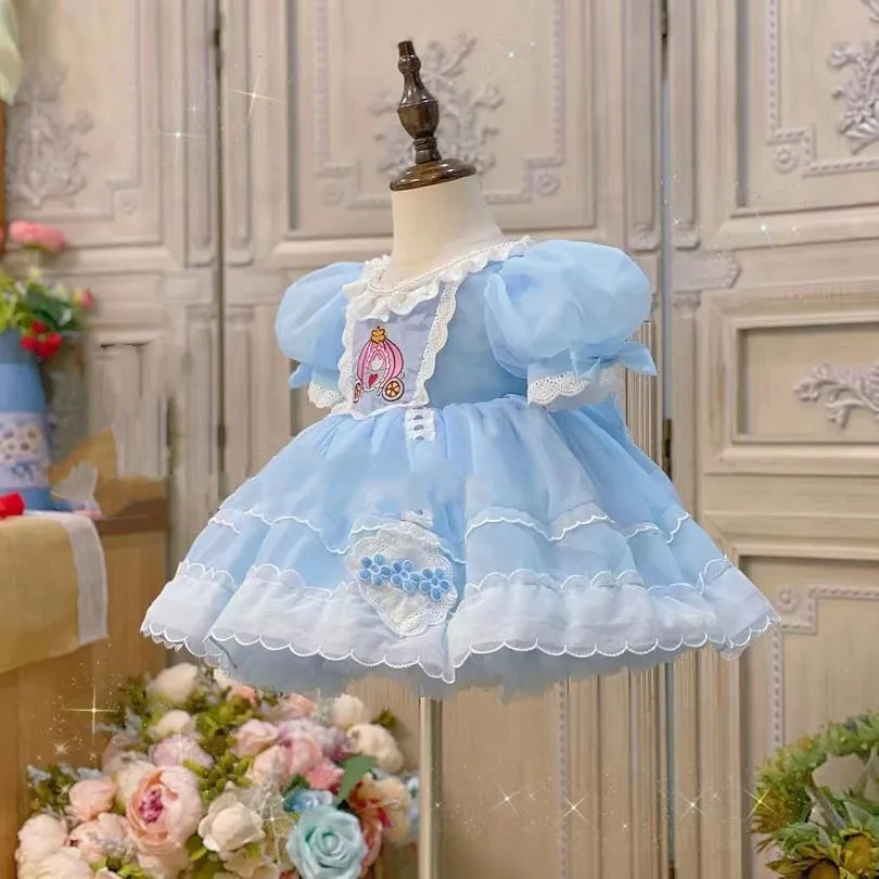испански реколта Лолита принцеса топка рокля дантела бродерия дизайн рожден ден парти сладки сладки рокли за момичета Великден Ейд A1481