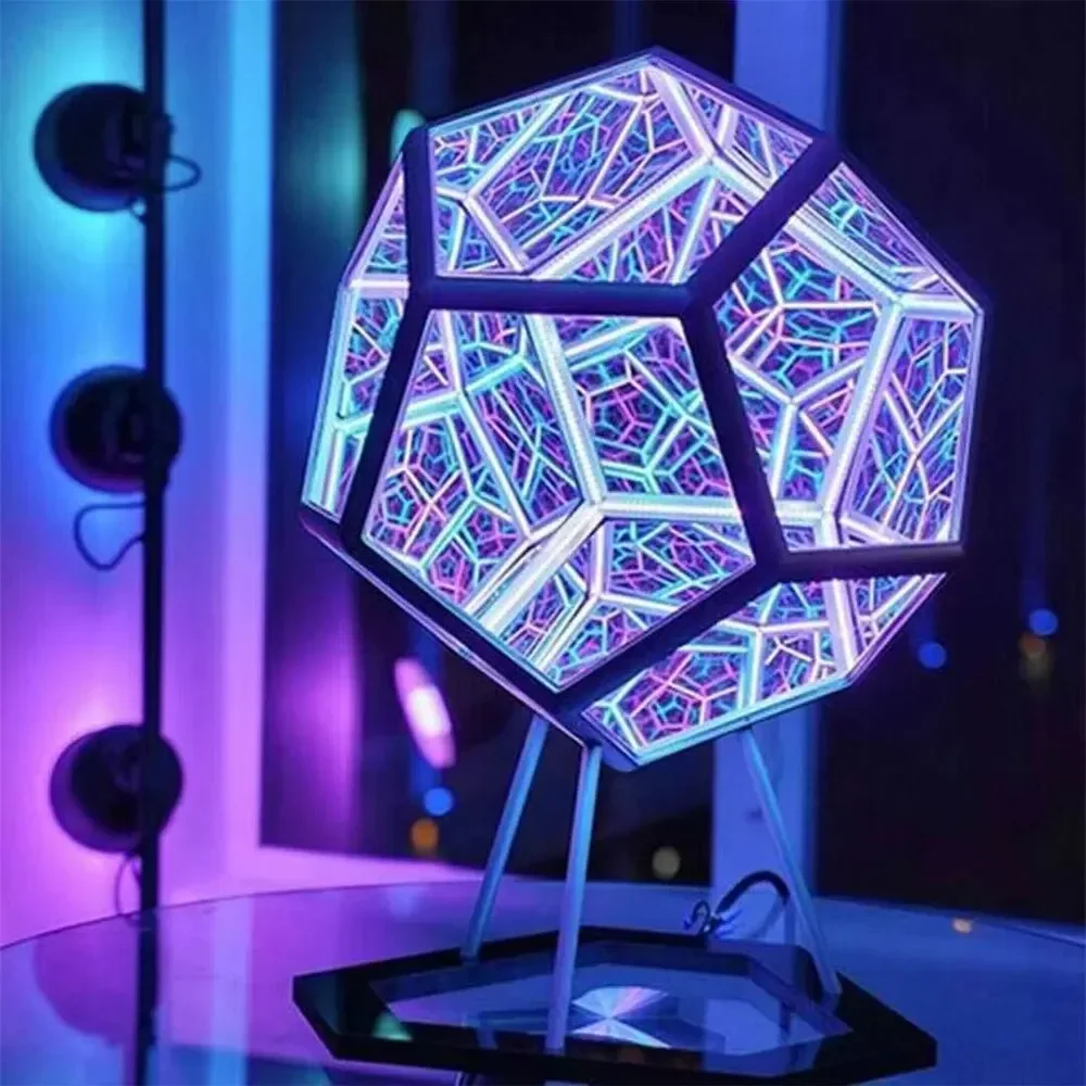 LED нощна светлина 3D изкуство Cool Infinite Dodecahedron Коледна атмосфера лампа деца подаръци за домашен офис бюро декорация