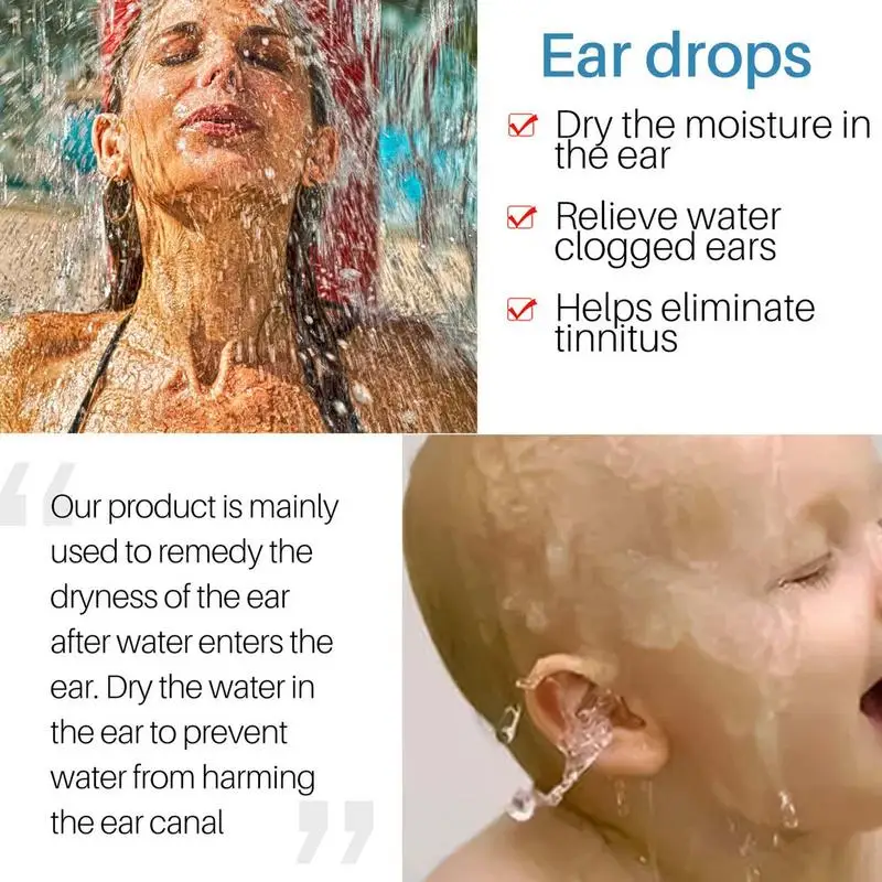 Капки за отстраняване на ушна кал Капки за сушене на ушите на плувеца за възрастни и деца Естествени капки за уши Плувци Капки за сушене на уши Ухото на плувеца и 1