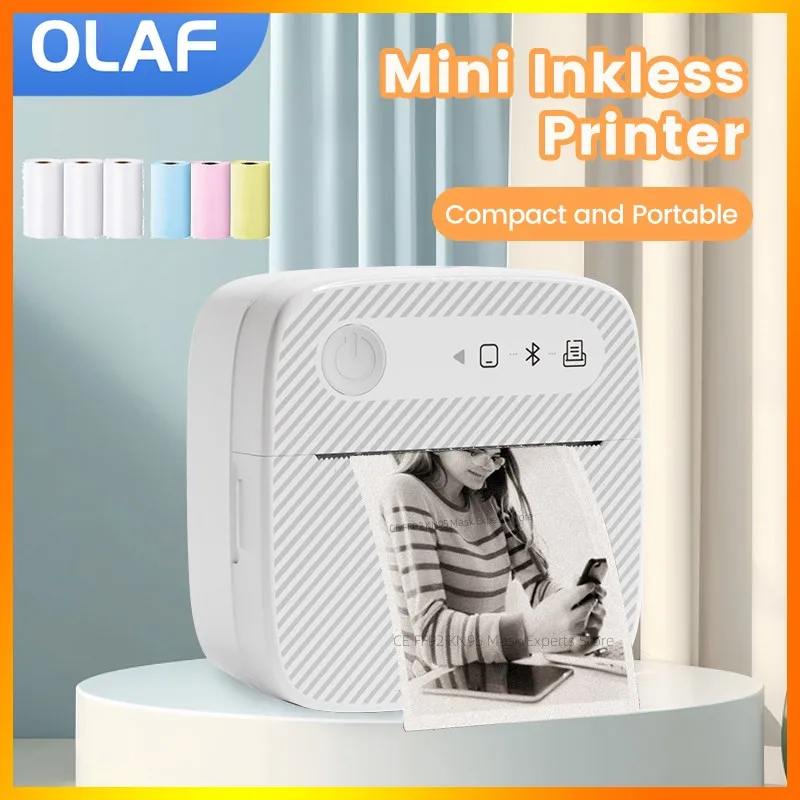 Olaf Мини принтер Термопринтер Безмастилен Bluetooth безжичен преносим принтер Самозалепващ се принтер за етикети Impresora Android IOS