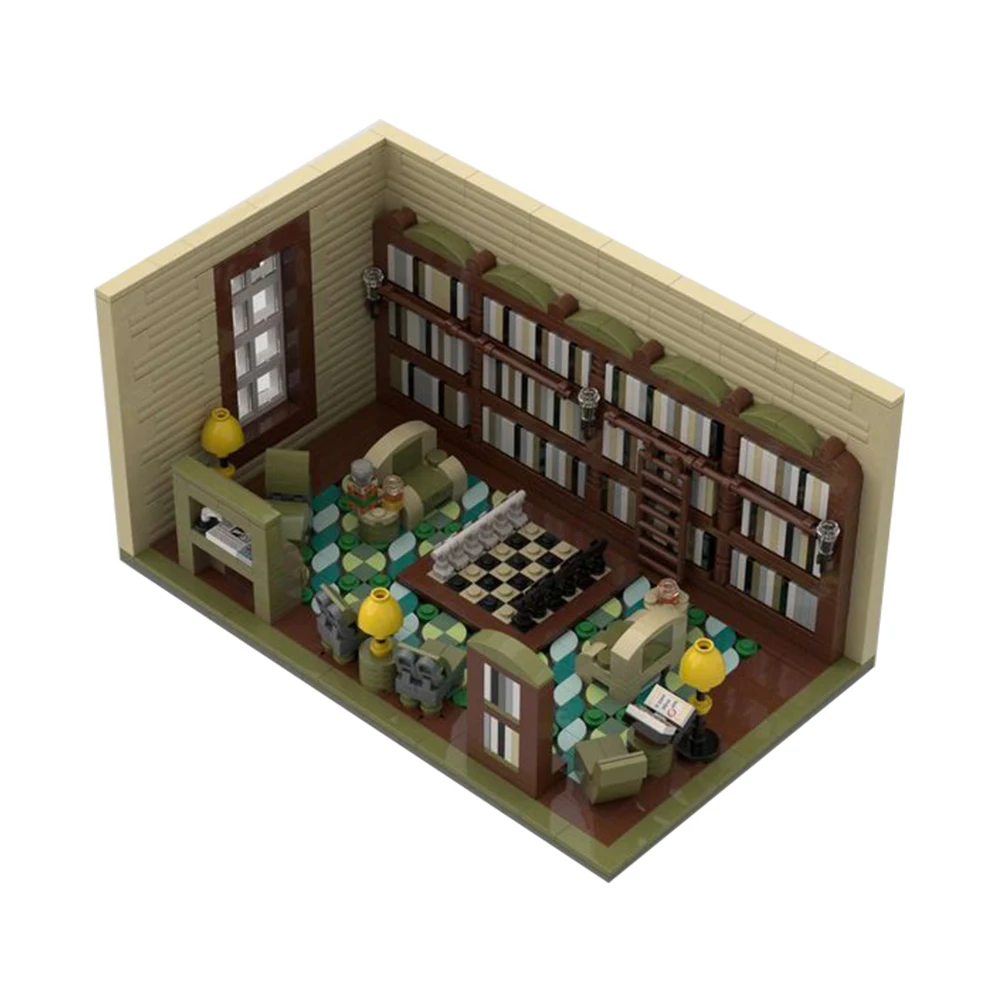 Gobricks MOC библиотека тухли комплект модерна технология MOC Street View библиотека къща модел градивен блок образователни играчки за деца подарък