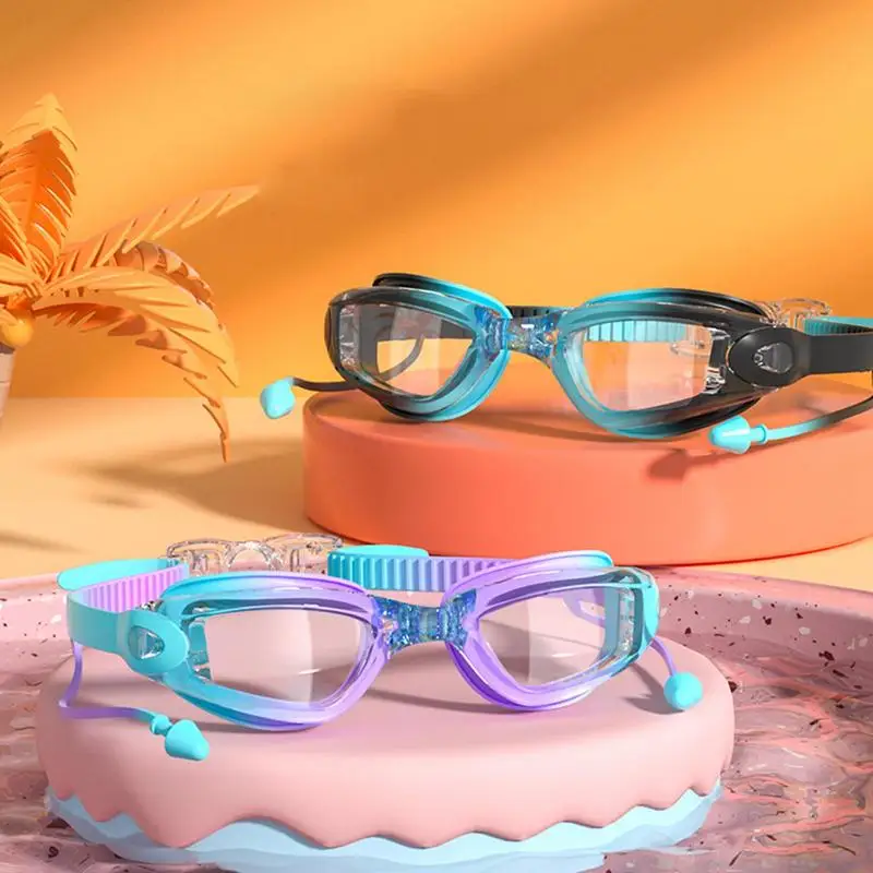 Професионални цветни детски силиконови очила за плуване Anti Fog UV очила за плуване Водоустойчиви силиконови очила за плуване за деца 0