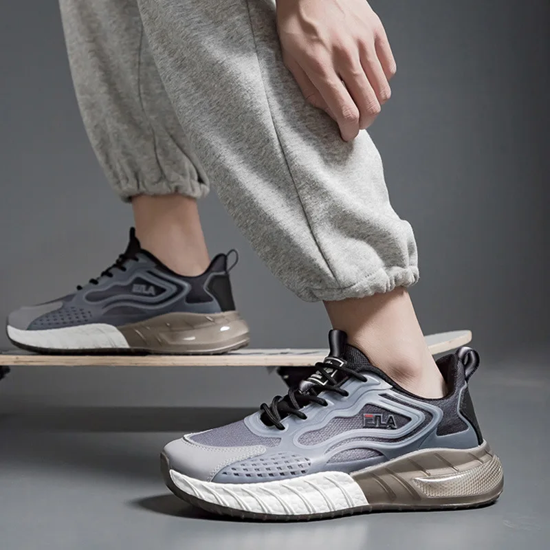 2023Дишащи мрежести спортни обувки за мъже и двойки, универсални ежедневни дебели обувки за бягане, малки бели обувки 3