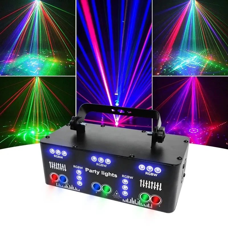 YSH 21 очи RGB парти DJ дискотека лъч модели етап лазерна светлина проектор RGB UV LED строб звук парти празник сватбена лампа