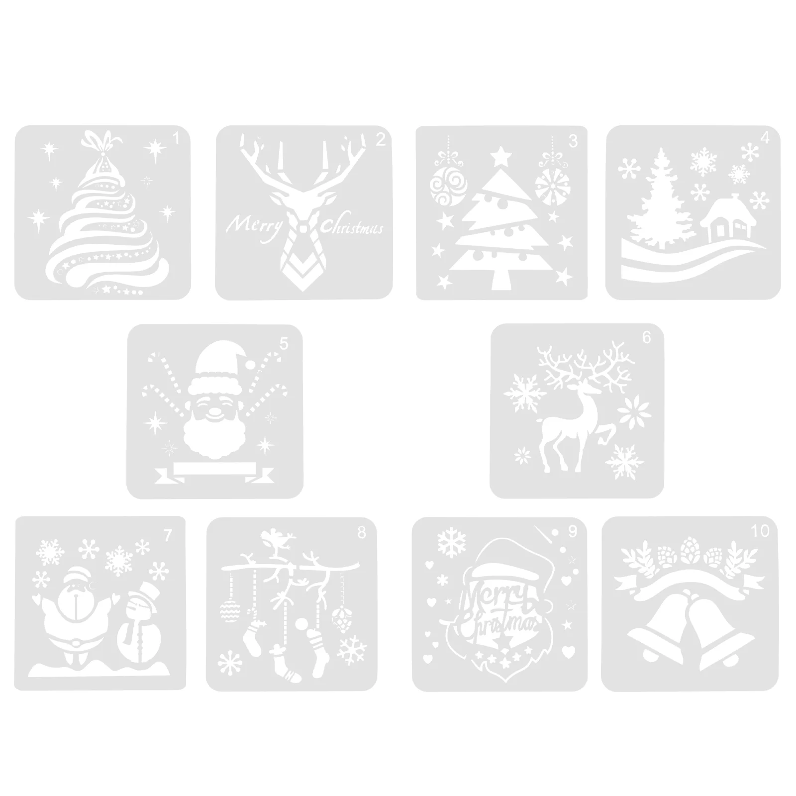10pcs Коледа квадратна форма шаблони за рисуване Рисуване консумативи за Коледа (смесен стил)