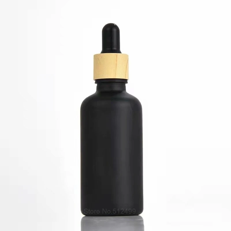 Матирано черно Празна бутилка капкомер Черно етерично масло стъкло Ароматерапия течност 5-100ml капка за масаж пипета за многократна употреба 5