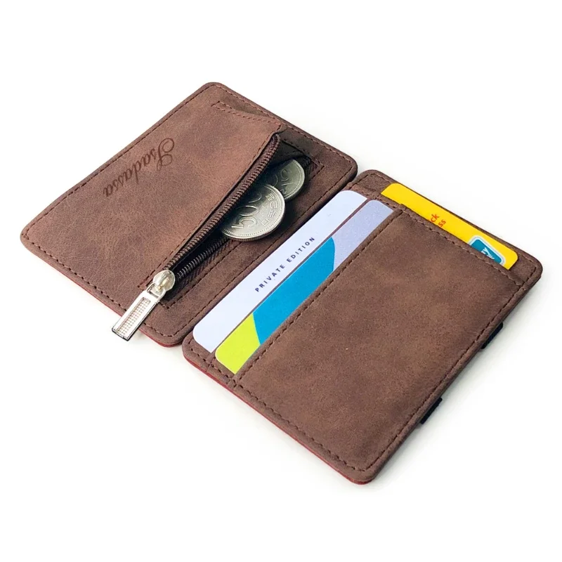 Ultra тънък нов мини малки портфейли цип PU кожена монета чанта торбичка пластмасови кредитна банка карта случай притежателя жени мъже