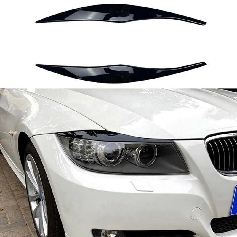 4X кола лъскави черни фарове вежди клепачи капак мигли главата светлина стикери за BMW 3 серия E90 E91 320I 05-12 2
