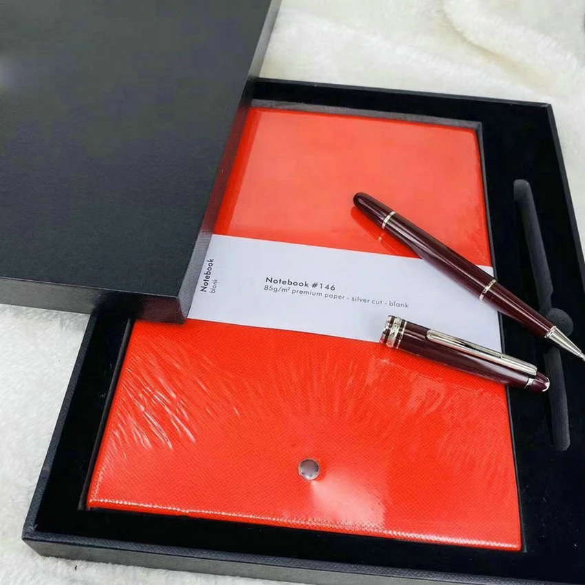 Висококачествен луксозен бележник MB Класическа черна текстура Кожена корица & Качествена хартия Глави Уникален дизайн, написан с писалка 5
