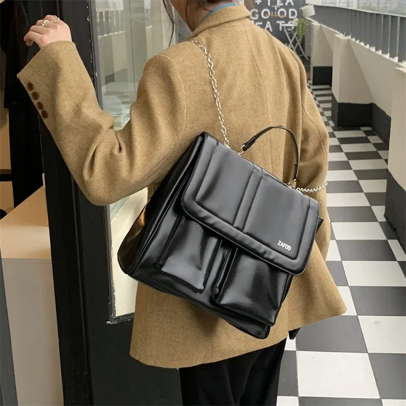 Реколта жени раница ретро студент чанти Pu кожа училище рамо чанта OL бизнес куфарче чанта колеж студент раница