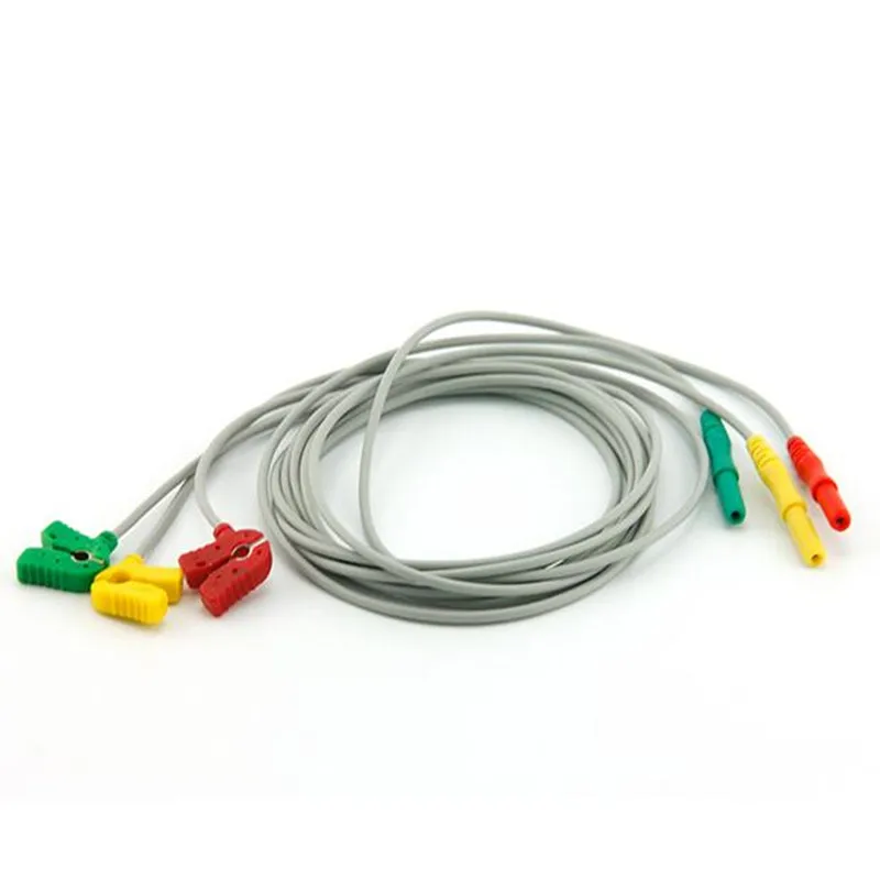 Безплатна доставка AAAMI холтер рекордер ЕКГ Leadwire,3 води,Snap,AHA D1.5 да клип 4.0 Холтер кабели за Холтер машина