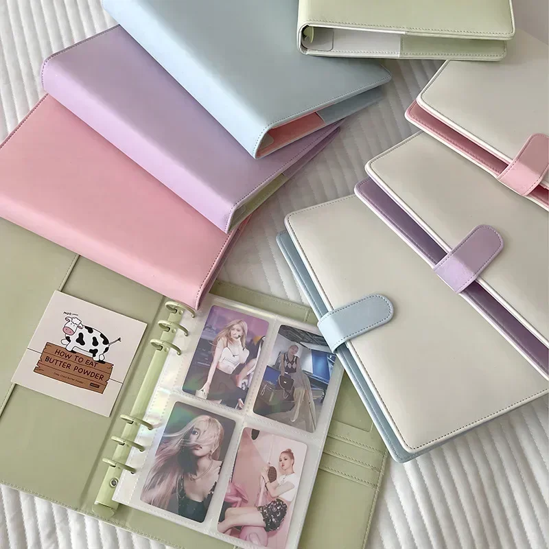 A5 Pu кожа класьор Photocard притежателя Kpop Idol фотоалбум бонбони цвят фотокарти събиране на книги карти за съхранение училище канцеларски материали