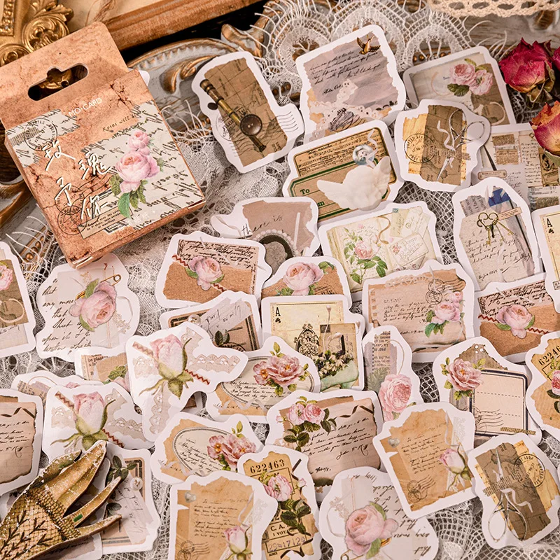 46 бр. Реколта Scrapbook стикери цвете роза decal антични естествени декоративни стикер за Scrapbooking DIY